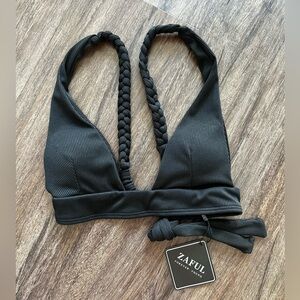 Zaful Braided Strap Bikini Top in Black. Size S/US 4.